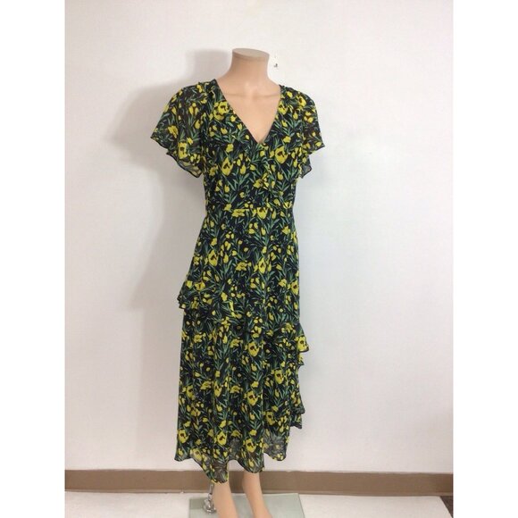 All in Favor Floral Maxi Dress Tiered Ruffle Womens Large - Picture 6 of 9